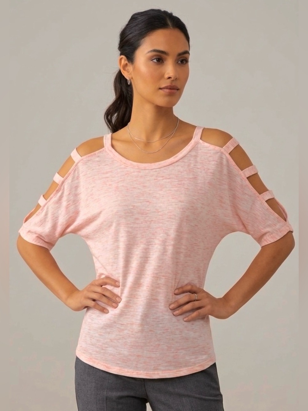 Lush Nordstrom Pink Cold Shoulder Cutout Top Blouse